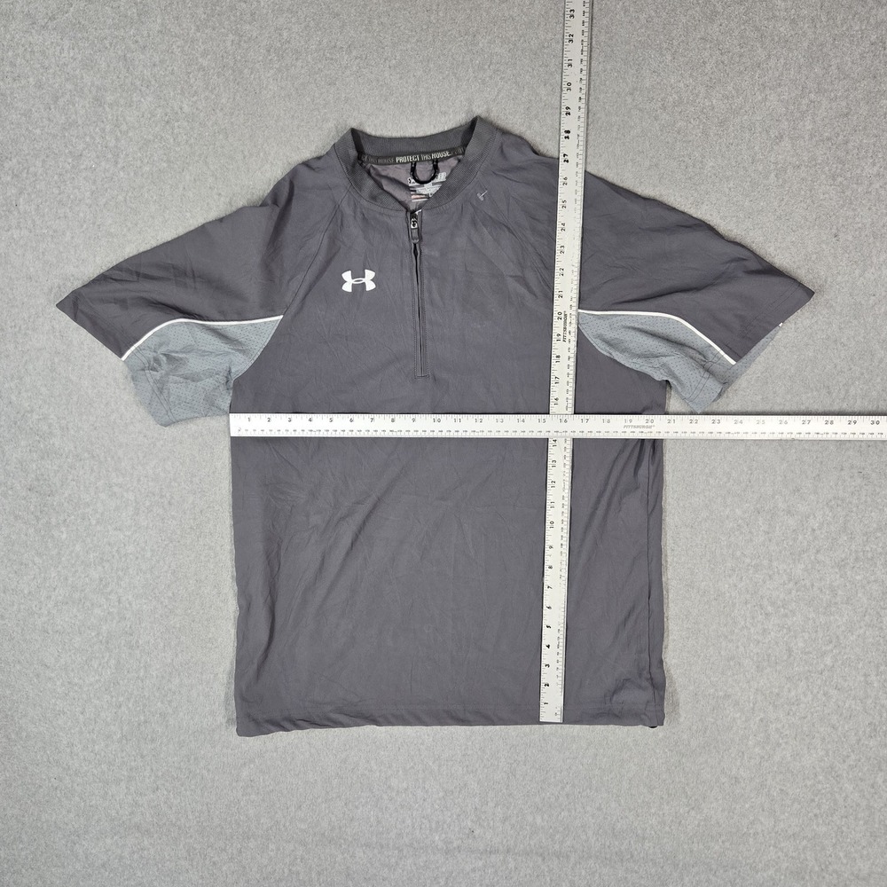 Under Armour Men Shirt SMALL Gray Centender Logo Quarter Zip Allseasongear